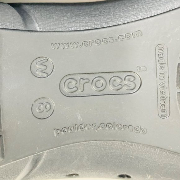 Crocs Slip On Ballet Flats Shoes Size 8 Matte Black Mirror Cap Toe Comfort - Picture 8 of 12